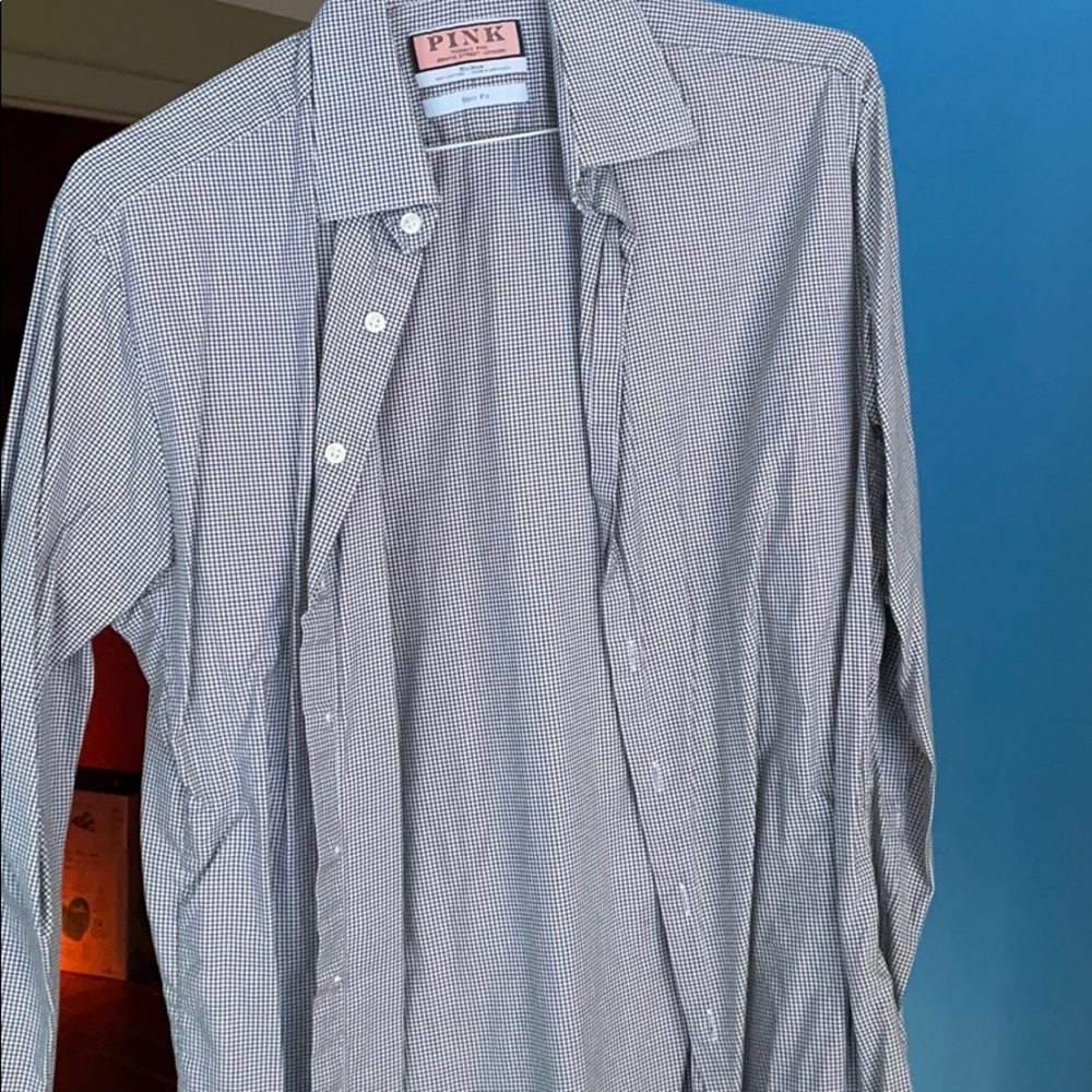 Black checkered Thomas Pink men’s button down